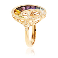 Step Cut Mixed Gemstone Rainbow Circle Ring - Park City Jewelers