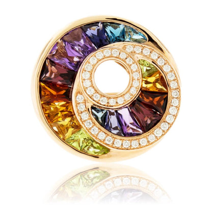 Step Cut Mixed Gemstone Rainbow Circle Ring - Park City Jewelers