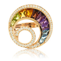 Step Cut Mixed Gemstone Rainbow Circle Ring - Park City Jewelers