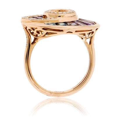 Step Cut Mixed Gemstone Rainbow Circle Ring - Park City Jewelers