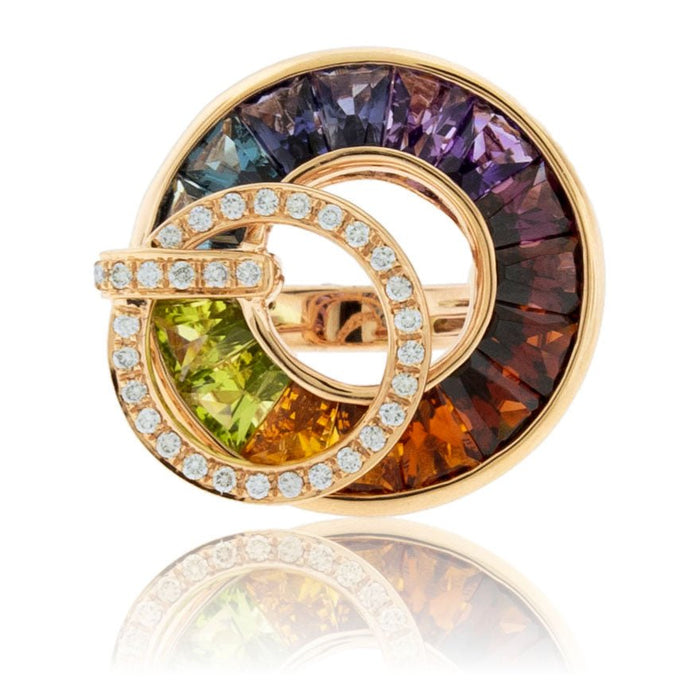 Step Cut Mixed Gemstone Rainbow Circle Ring - Park City Jewelers