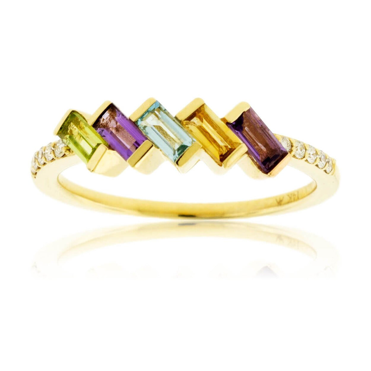 Step Cut Mixed Gemstone Rainbow Ring - Park City Jewelers