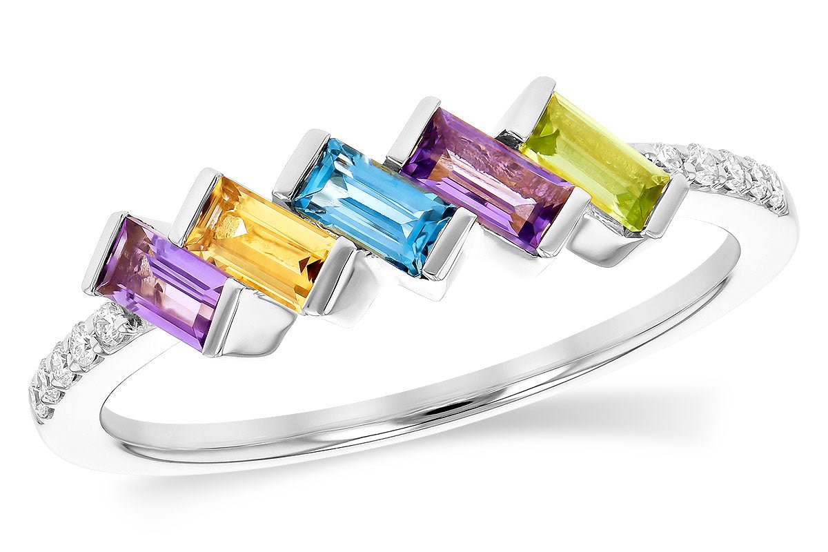 Step Cut Mixed Gemstone Rainbow Ring - Park City Jewelers