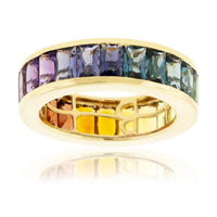 Step Cut Mixed Gemstone Wide Rainbow Ring - Park City Jewelers