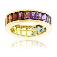 Step Cut Mixed Gemstone Wide Rainbow Ring - Park City Jewelers