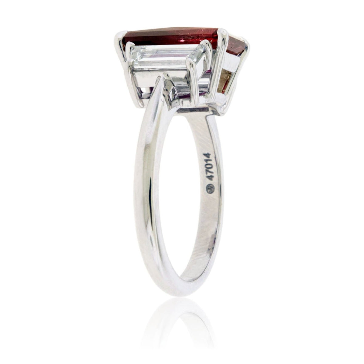 Step-Cut Red Emerald and Diamond Accented Ring - Park City Jewelers