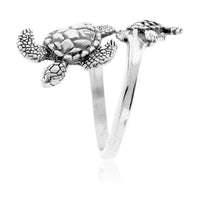 Sterling Silver Adjustable Swimming Turtle Ring - Park City Jewelers