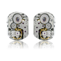 Sterling Silver Backed Watch-Movement Steampunk Style Earrings - Park City Jewelers