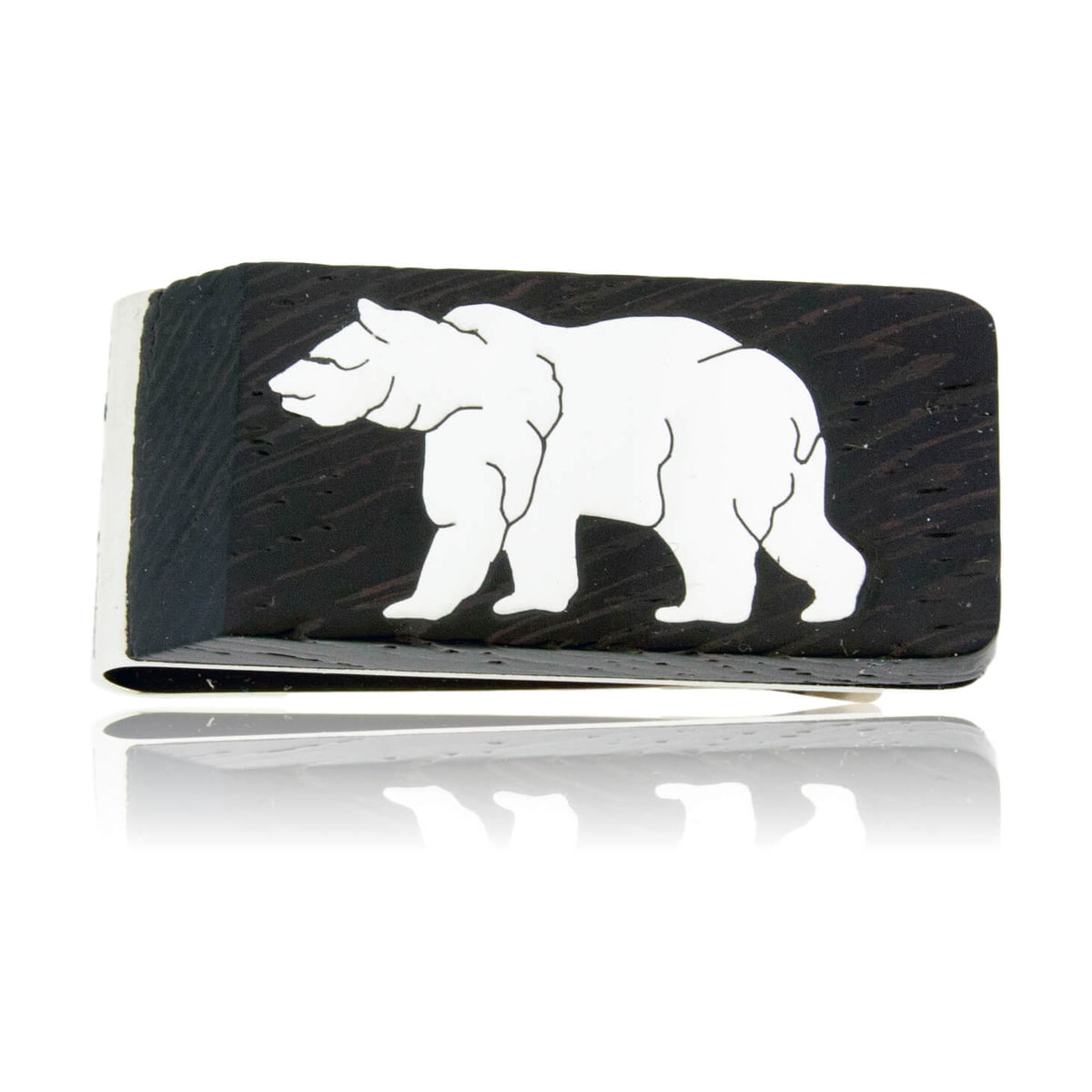 Sterling Silver Bear Inlay & Wood Money Clip - Park City Jewelers