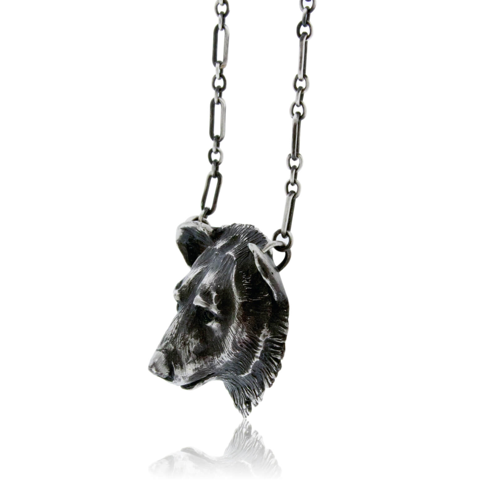 Sterling Silver Black Bear Head Pendant w/Chain - Park City Jewelers