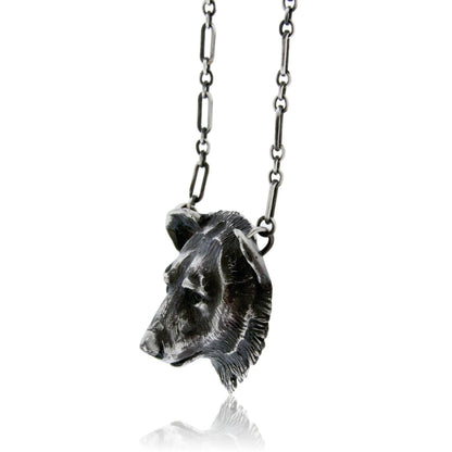 Sterling Silver Black Bear Head Pendant w/Chain - Park City Jewelers