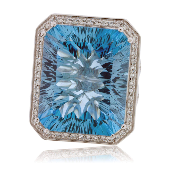 Sterling Silver Blue Topaz & White Topaz Cocktail Ring - Park City Jewelers