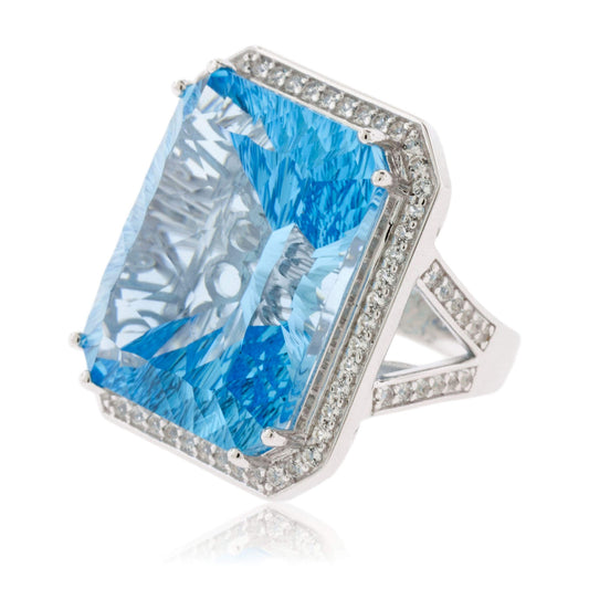 Sterling Silver Blue Topaz & White Topaz Cocktail Ring - Park City Jewelers