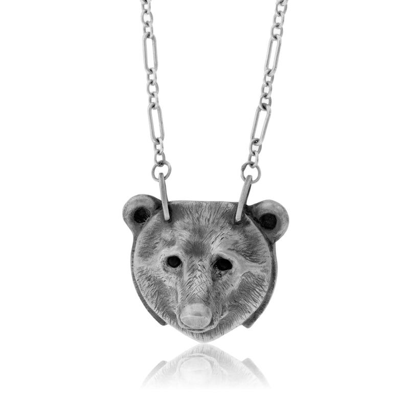 Sterling Silver Brown Bear Head Pendant w/Chain - Park City Jewelers