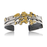 Sterling Silver & CA Gold Nugget Aspen Adorn Cuff Bracelet - Park City Jewelers