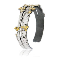 Sterling Silver & CA Gold Nugget Aspen Adorn Cuff Bracelet - Park City Jewelers