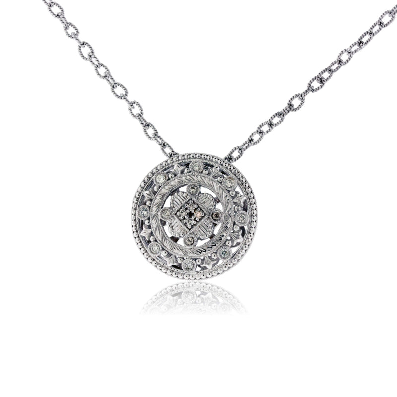 Sterling Silver Circle Shape Diamond Necklace - Park City Jewelers