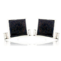 Sterling Silver Dinosaur Bone Square Cuff Links - Park City Jewelers