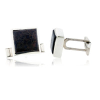 Sterling Silver Dinosaur Bone Square Cuff Links - Park City Jewelers