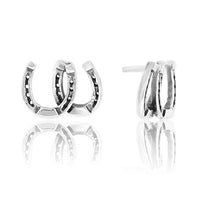 Sterling Silver Double Horse Shoe Post / Stud Earrings - Park City Jewelers