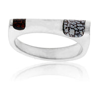 Sterling Silver Double Inlay Dinosaur Bone Inlay Ring - Park City Jewelers