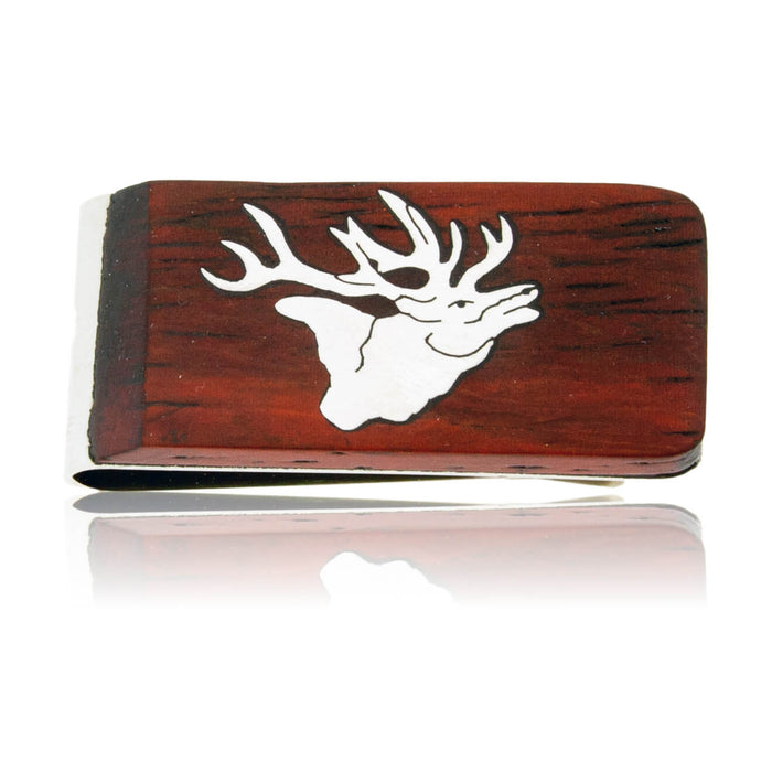 Sterling Silver Elk Inlay & Wood Money Clip - Park City Jewelers