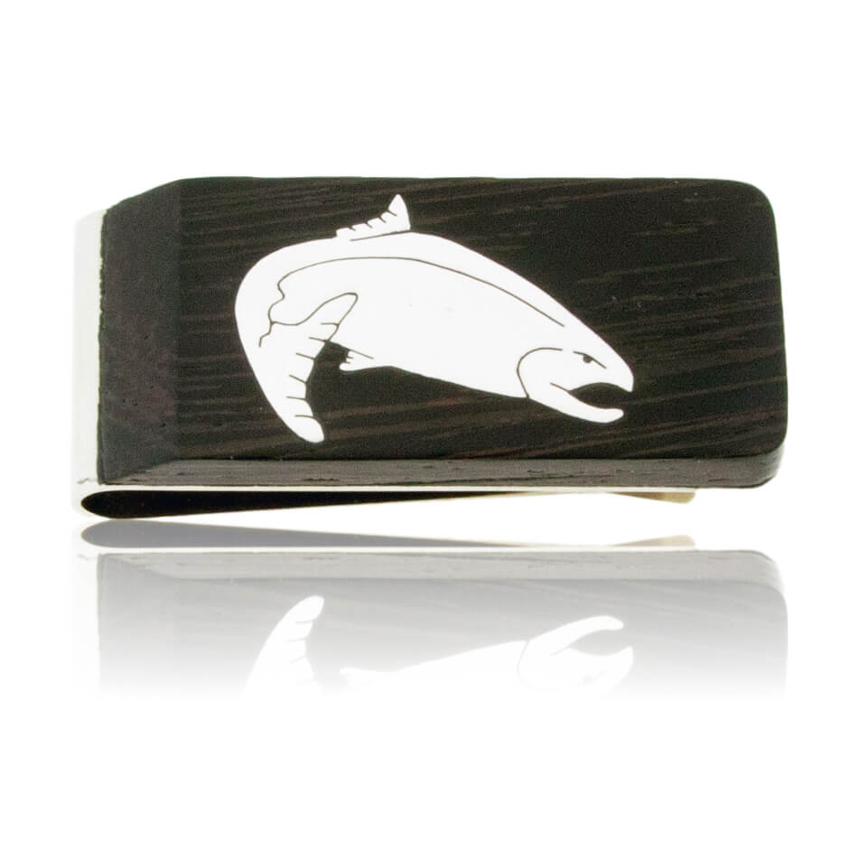 Sterling Silver Fish Inlay & Wood Money Clip - Park City Jewelers