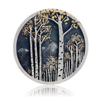 Sterling Silver & Gold Nugget Aspen Tree in Frame Ring - Park City Jewelers