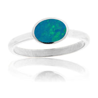 Sterling Silver Inlay Oval Stackable Ring - Park City Jewelers