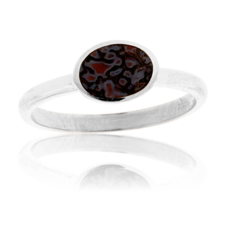 Sterling Silver Inlay Oval Stackable Ring - Park City Jewelers