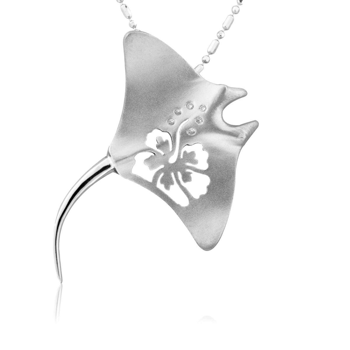 Sterling Silver Manta Ray Hibiscus Pendant - Park City Jewelers
