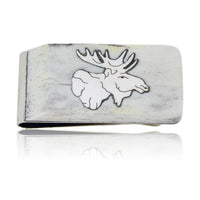 Sterling Silver Moose Inlay & Antler Money Clip - Park City Jewelers