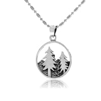 Sterling Silver Mountain Scene Circle Pendant - Park City Jewelers