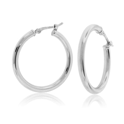 Sterling Silver Polished Tube Hoop Earrings - Park City Jewelers
