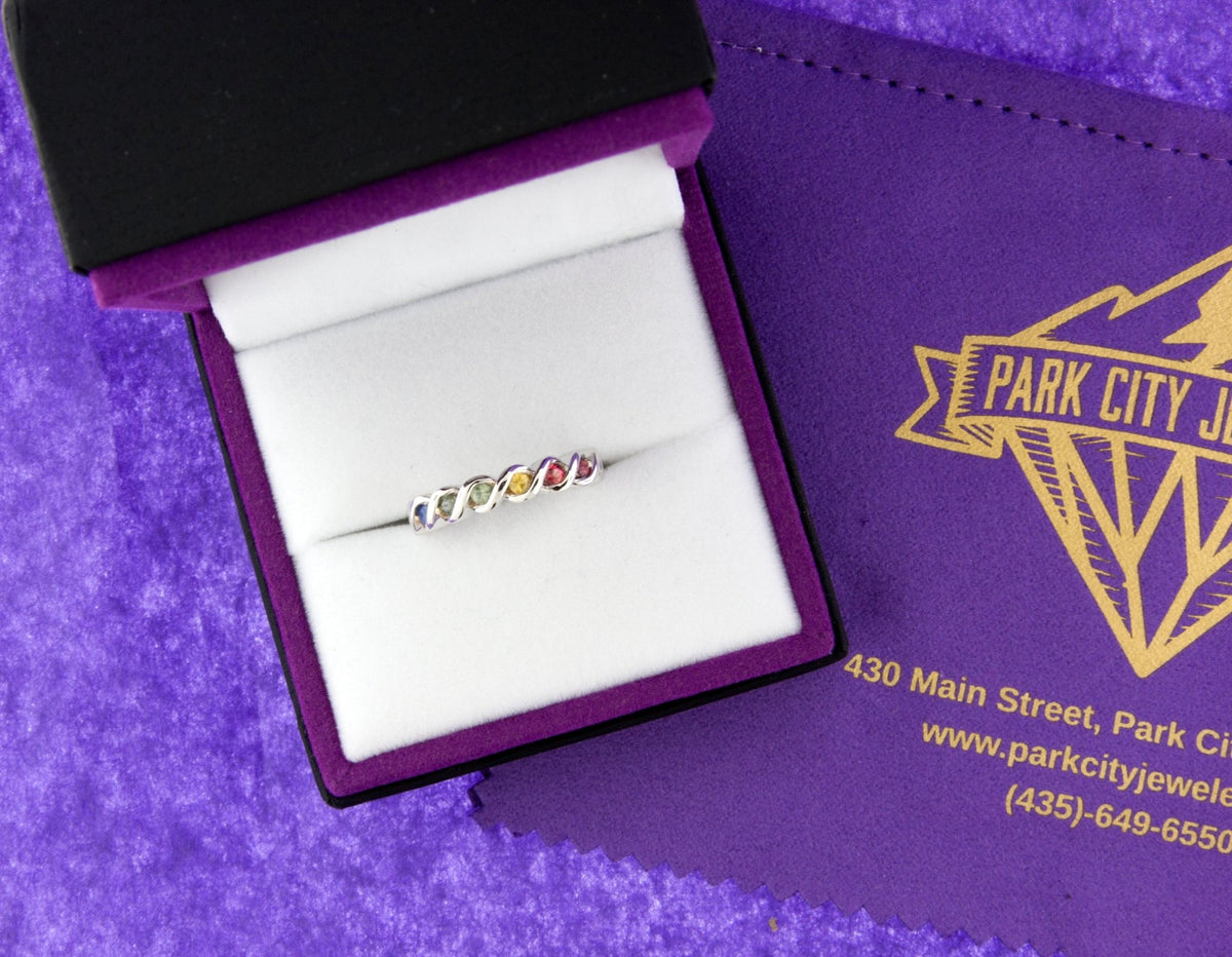 Sterling Silver Rainbow Sapphire Ring - Park City Jewelers