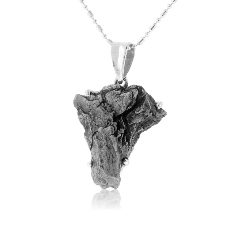 Sterling Silver Rough Meteorite Prong Style Pendant - Park City Jewelers