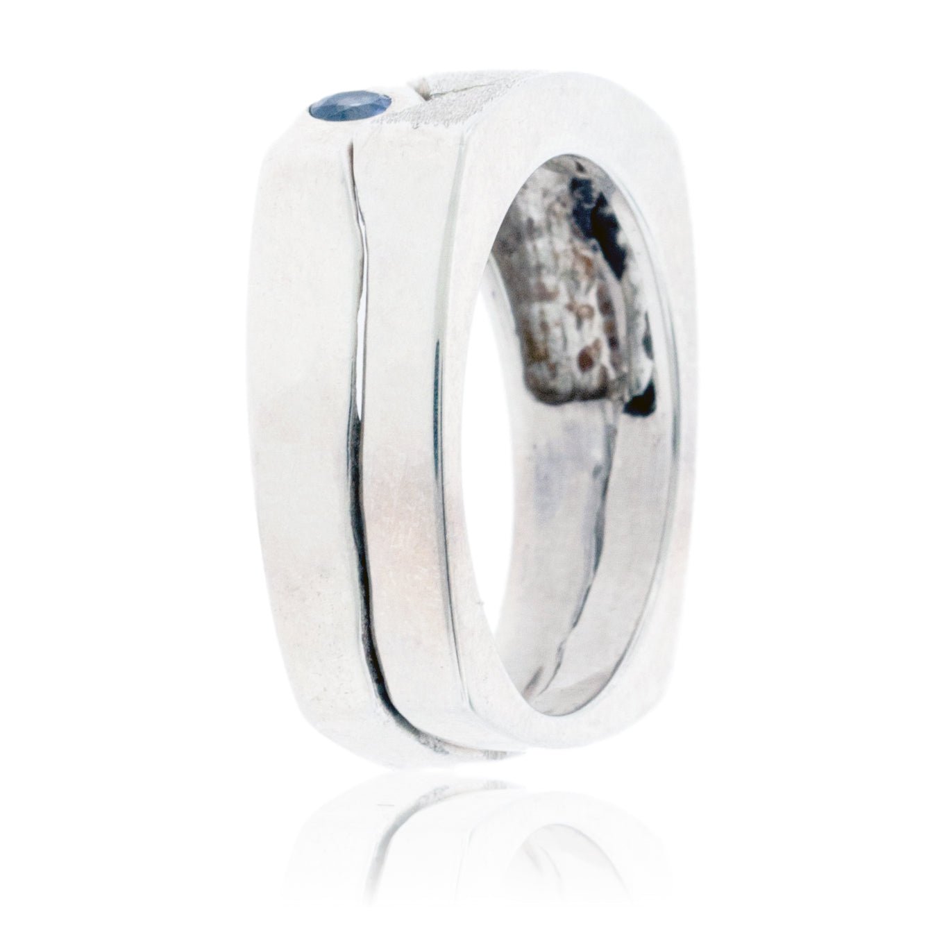  Mens Blue Topaz Ring, Solid 925 Sterling Silver