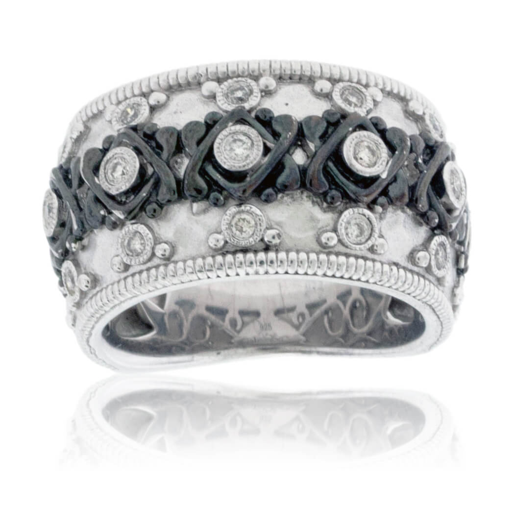 Sterling Silver Wide Diamond Fashion Band - Park City Jewelers