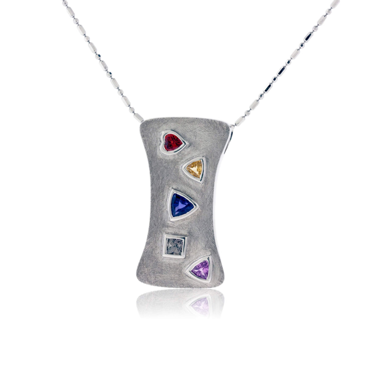 Stone Finish Silver Rainbow Sapphire Pendant - Park City Jewelers