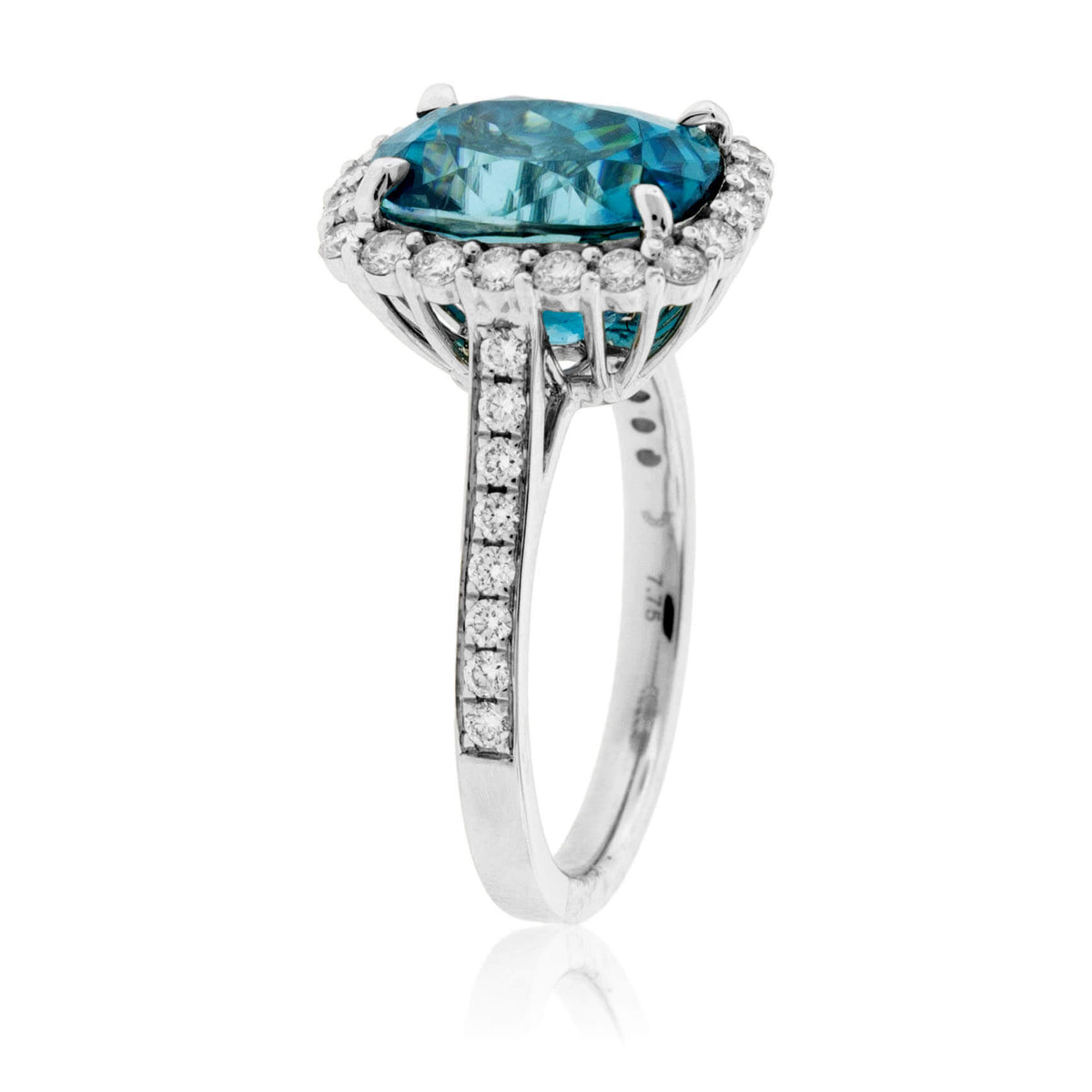 Stunning Blue Zircon & Diamond Halo Ring - Park City Jewelers