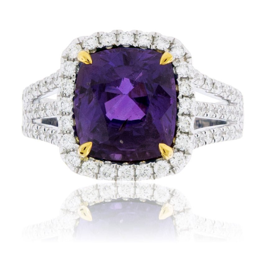 Stunning Cushion No Heat Purple Sapphire & Diamond Ring - Park City Jewelers