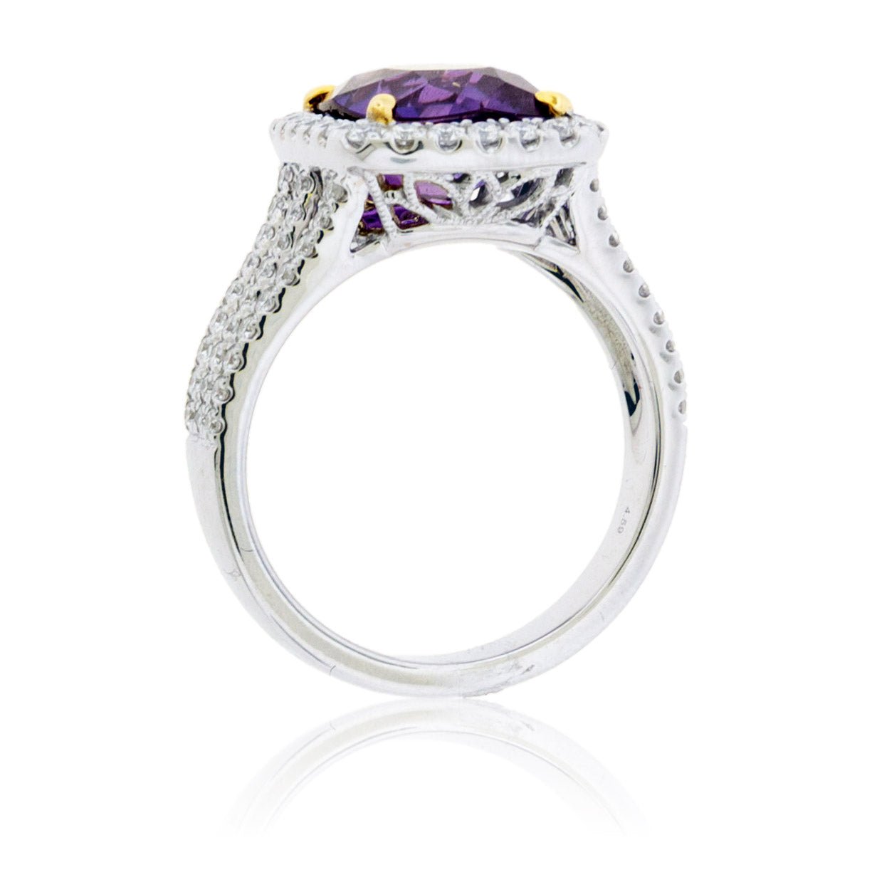 Stunning Cushion No Heat Purple Sapphire & Diamond Ring - Park City Jewelers