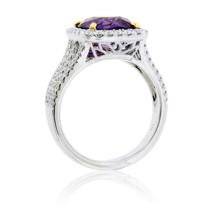 Stunning Cushion No Heat Purple Sapphire & Diamond Ring - Park City Jewelers