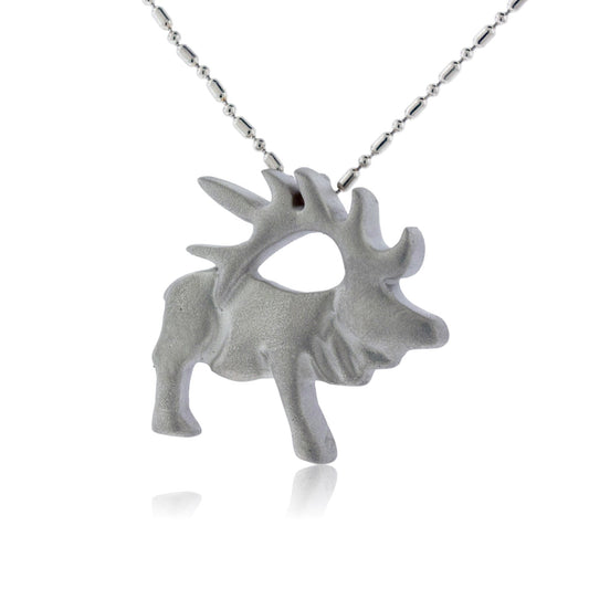 Stylized Full Body Elk Bugling Sterling Silver Pendant - Park City Jewelers