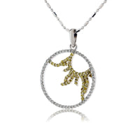 Sunburst Circle Yellow and White Diamond Pendant - Park City Jewelers