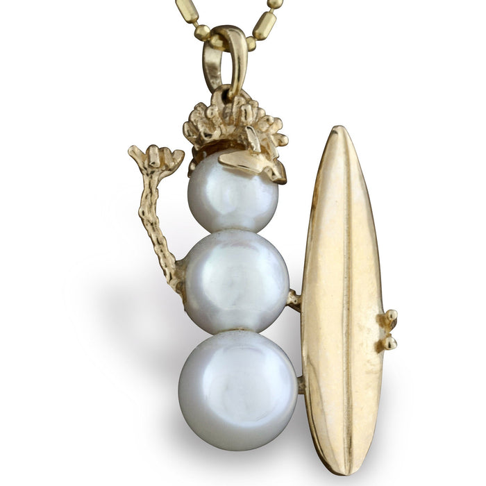 Surfing Pearl Gold Snowman - Park City Jewelers