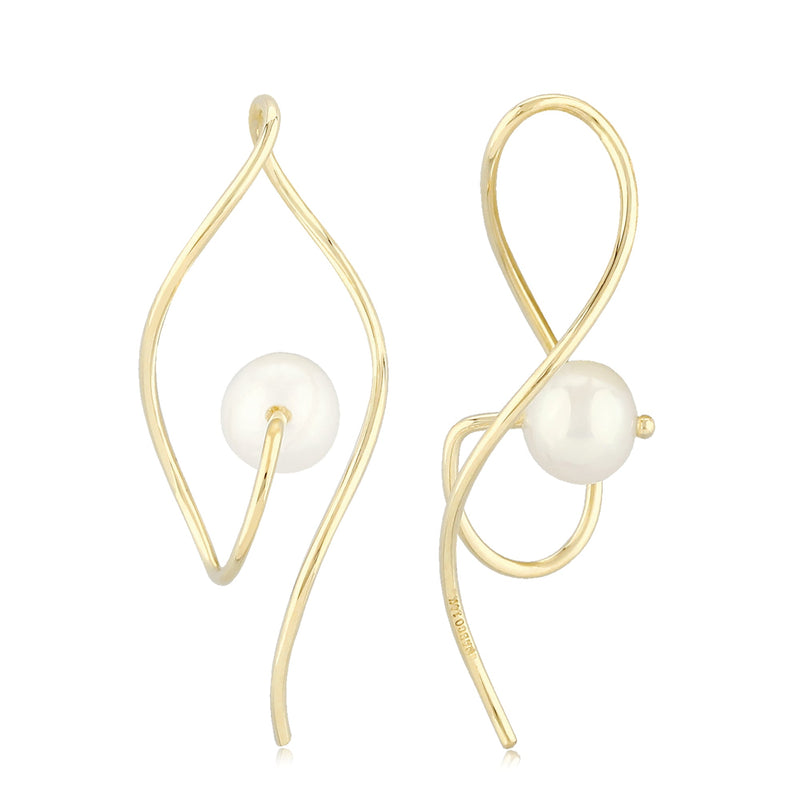 Swirl & Curve Freshwater Pearl Drop Earrings - Park City Jewelers