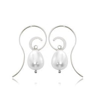 Swirl Curved Wire Hook Pearl Dangle Earrings - Park City Jewelers