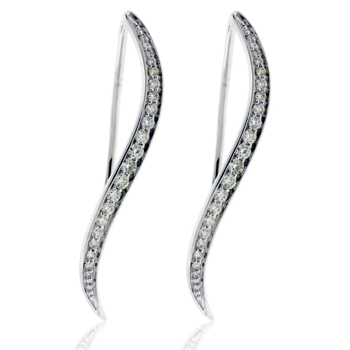 Swirl White Gold Diamond Dangle Drop Earrings - Park City Jewelers