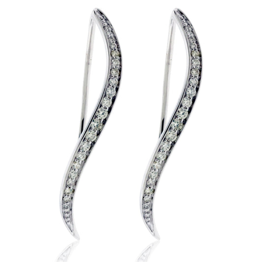 Swirl White Gold Diamond Dangle Drop Earrings - Park City Jewelers